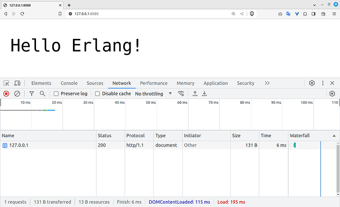 screenshot of the browser with dev tools open